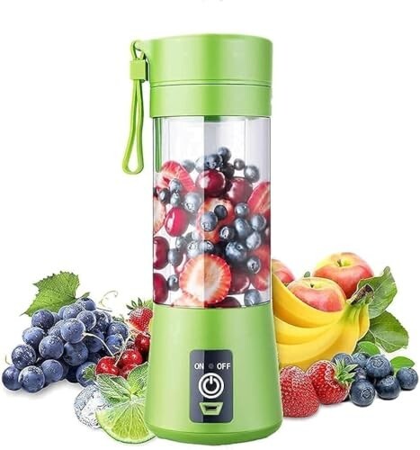 6-Blade Juicer Blender with Built-in Jar, Juice Mixer Bottle, Fruit Juice Machine, USB Rechargeable Juicer for Protein & Milk Shakes, Compact Personal Size Grinder (Multi Colour) (S6)