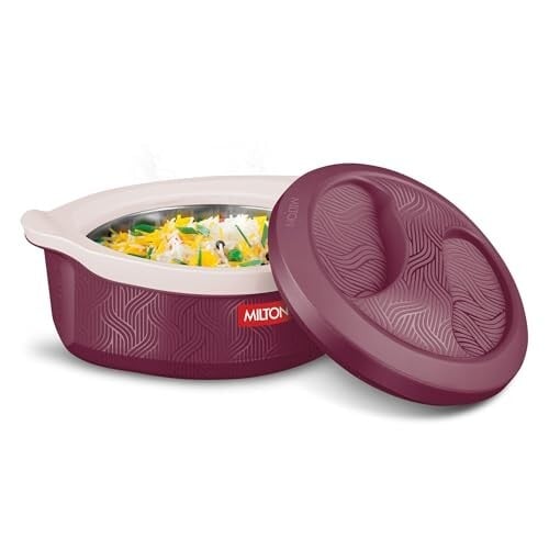 Click to enlarge Milton Evoke 1000 PU Insulated Inner Stainless Steel Casserole, 850 ml, Maroon, BPA Free, Food Grade, Hot and Cold, Easy to Carry, Easy to Store, Chapati, Roti, Curd Maker