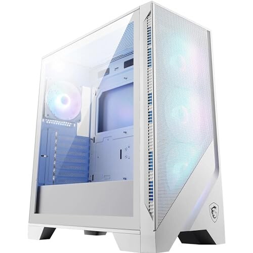 Click to enlarge MSI MAG Forge 320R Airflow White Premium Gaming PC Case: ARGB Fan, ARGB Lighting, Vertical GPU Bracket, Side Air Vents, 360mm Radiator Support, 3mm Thick Tempered Glass, Supports Up to 11 Fans