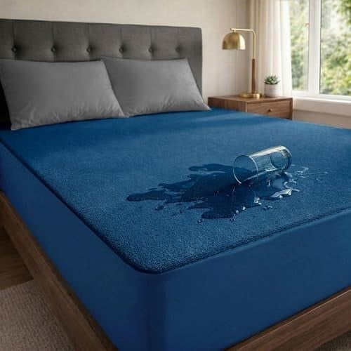 Premium 100% Waterproof Mattress Protector King Size, 72x72 Inches | Breathable and Hypoallergenic Ultra Soft Fitted Bed Protector Cover 72\'x72\' - King, Royal Blue