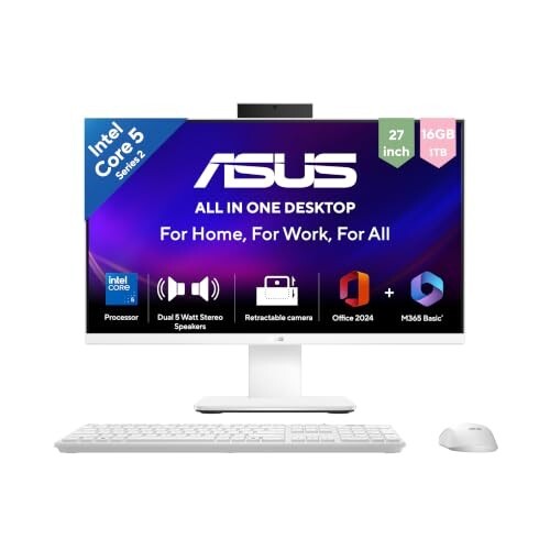 Click to enlarge ASUS V470 (2026),i5-14th Gen,Intel Core 5 210H,Intel iGPU,16GB/1TB,FHD,27"(68.58 cm),Windows 11,M365 Basic(1Y),Office 24,White,7.07 Kg,V470VA-KWC5004WS,with Wireless Keyboard & Mouse,All in One PC