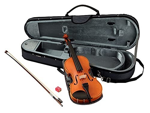 Yamaha V5SC Acoustic Violin – 1/8 Size, Natural Finish, Precision Craftsmanship, Smooth Fingerboard Action, Lightweight Design, Produces Warm and Rich Acoustic Tone