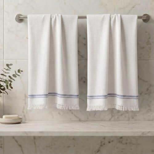Athom Living Ecosaviour Premium Cotton Bath Towel Pearl White (Pack of 2)