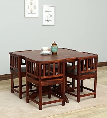 Click to enlarge Contemporary Sheesham Wood 4-Seater Dining Table for Living Room & Home