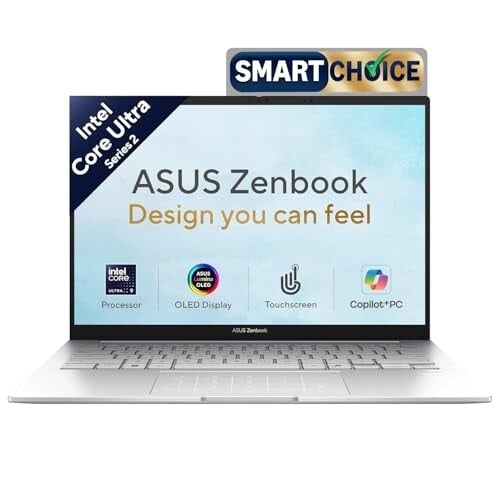 ASUS Zenbook 14 (2026),Smartchoice,Intel Core Ultra 9 285H,Intel Arc iGPU,16GB RAM,512GB SSD,OLED,Touch Screen,14"(35.5 cm),Win 11,M365 Basic(1Y),Office 24,Silver,1.28 Kg,UX3405CA-QL1692WS,AI Laptop
