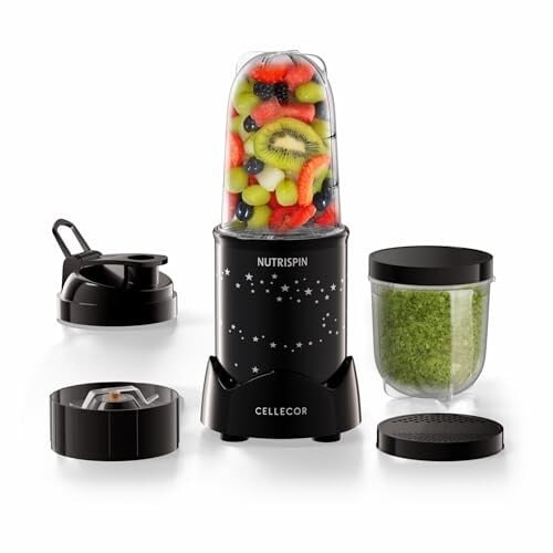 Cellecor Nutrispin 400W Nutri-Blender | 400W Personal Smoothie Blender with 23000 RPM | 2 Durable Jars | 6-Leaf Blade | Compact Juicer Mixer Grinder | Anti-Rust Titanium Alloy Blade | 2 Yrs....