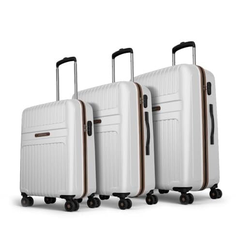Aristocrat Atlas Set of 3 (Cabin+Medium+Large) Hard Case Trolley Bags, White