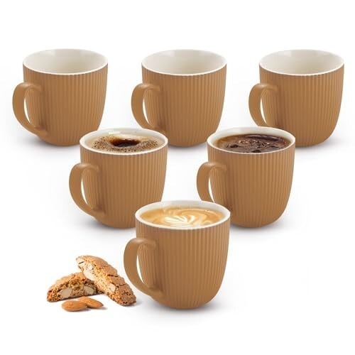 Treo by Milton Ridge 210 Coffee Mugs, 6 Pieces, 210 ml Each, Ceramic Mugs, Microwave Safe, Crockery Cup, Ideal for Daily Use & Gifting (Print and Colors May Vary)