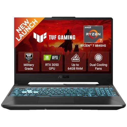 ASUS TUF A15 (2026),Smartchoice,AMD Ryzen 7 8845HS,RTX 3050-4GB,16GB DDR5 (Upgradeable),512GB SSD,FHD,15.6"(39.6 cm),144Hz,Win 11,M365 Basic(1Y),Office 24,Black,2.3 Kg,FA506NCG-HN192WS,Gaming Laptop