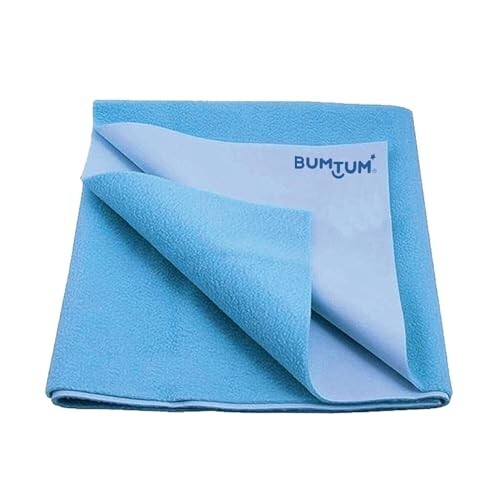 Bumtum Baby Dry Sheet Waterproof Soft Fleece Baby Bed Protector | Anti - Bacterial & Odour Free | Extra Absorbant, Reuseable & Washable (Aqua Blue, Small Size 50 * 70cm, Pack of 3)