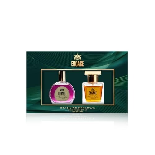 Click to enlarge Engage Brazilian Maracuja Luxury Perfume Gift Set for Men & Women 25mlx2|Unisex Perfume|Musk, Vanilla, Amber, Leather & Oud|Long Lasting|Premium Couple Gift|Anniversary, Wedding|Crafted by Experts