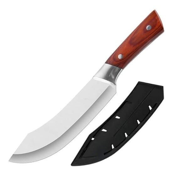 Premium Stainless Steel Chef Butcher Knife with Ergonomic Anti Slip Handle Sharp Curve Blade, Knife for Cutting, Slicing Fruits & Vegetables Knives for Home & Restaurant (Pack of 1)