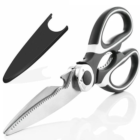 Heavy Duty Kitchen Scissors Stainless Steel Multi-Purpose Cutting Shears with Protective Case, Vegetable, Meat, Chicken, Fish, Herb Cutter for Home & Professional Use