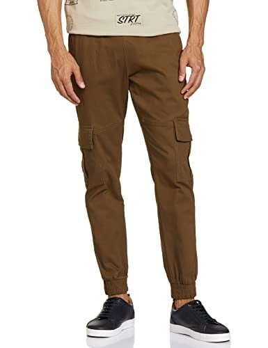Symbol Men's Slim Fit Utility Cargo Joggers with Elasticated Waist & Ankle Cuffs