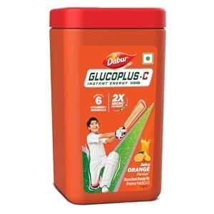 Dabur Glucoplus C Instant Powder Energy Glucose (Orange Flavour) - 400gm | Replenishes Energy with 6 Added Vitamins and Minerals | Vitamin C and Zinc Helps Boost Immunity
