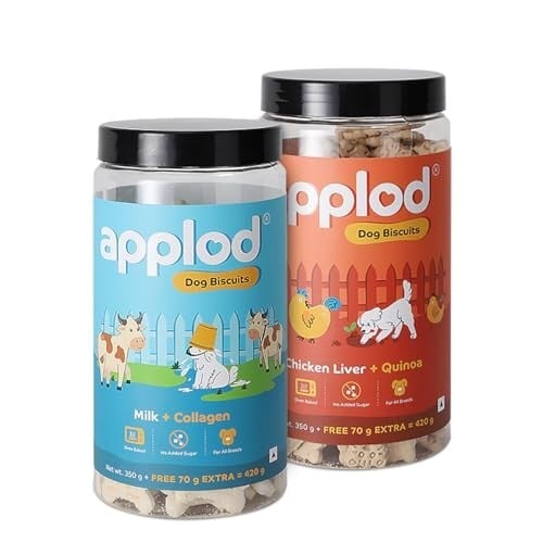 Chicken Liver with Quinoa & Milk with Collagen Dog Biscuits Combo | Pack of 2 Flavours | 420g x 2