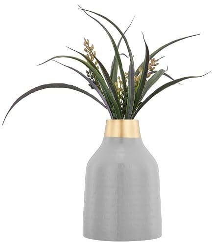 Amazon Brand - Solimo Flower Vase with Rust-Resistant Coating | Stylish and Easy-to-Clean Finish | Compact Design for Modern Décor | Bouquet Vase - Grey