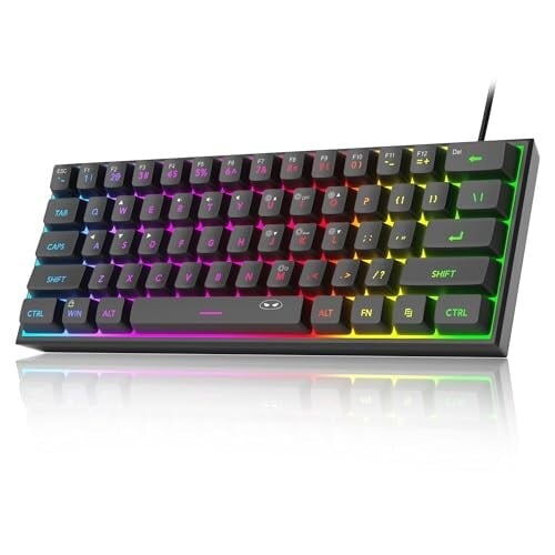 MageGee Mini 60% Gaming Keyboard, RGB Backlit 61 Key Ultra-Compact Keyboard, Ts91 Ergonomic Waterproof Mechanical Feeling Office Computer Keyboard for Pc, Mac, Ps4, Xbox One Gamer, Wired (Black)