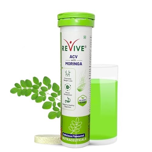 Revive Apple Cider Vinegar (ACV) with Moringa, 15 Effervescent tablets Watermelon Flavor.