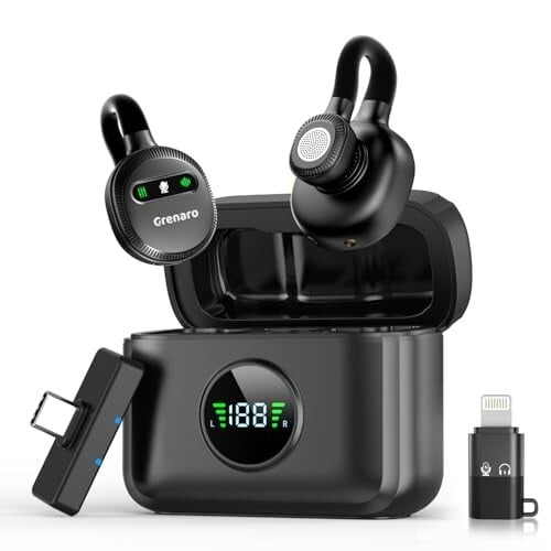 GRENARO P11 Wireless Mic for YouTube with 3-Level Noise Reduction,Mic for YouTube Wireless with 52H Charging Case for Android/iOS, Hidden Design Suitable for Facebook, Live Streaming, Vlogging