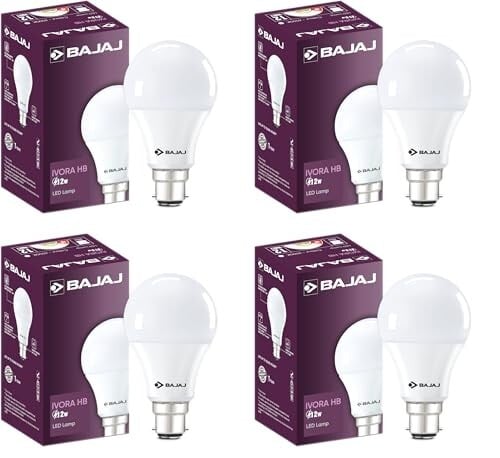 Click to enlarge Bajaj Ivora HB 12W LED Bulb B22 (Pack of 4, CDL) | UV & IR Free | 1 Year Warranty