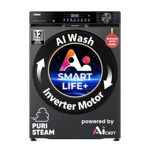 Haier Smart Choice 10Kg,5 Star,AI Smart LIFE+,Vibrant Touch Panel,Fully Automatic Front Load Washer