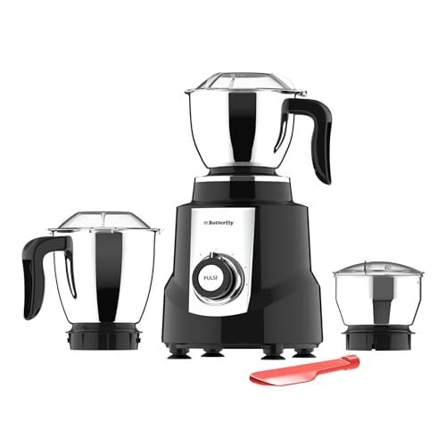 Butterfly Magnum 1.2 HP Mixer Grinder 3 Jar | 100% Copper Motor | 3 Stainless Steel Multipurpose Jars | ABS Body | Handsfree Operation | Lifetime Motor Warranty| Black