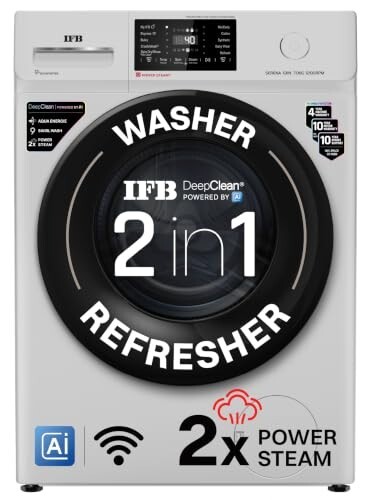 IFB 7 Kg 5 Star, 9 Swirl Wash, Steam Refresh, Eco Inverter Motor, WiFi Enabled, DeepClean® Ai Powered Fully Automatic Front Load Washing Machine(SERENA GXN 7012, 2X Power Steam®,Inbuilt Heater,Grey)