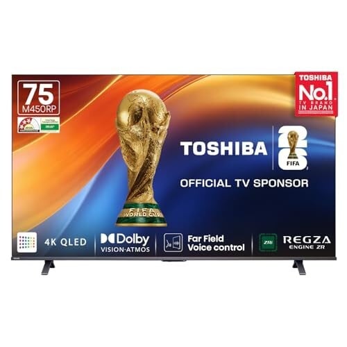 Toshiba 189 cm (75 Inches) 4K Ultra HD Smart QLED TV | Dolby Atmos, HDR10+ | VIDAA OS| 75M450RP (Black)