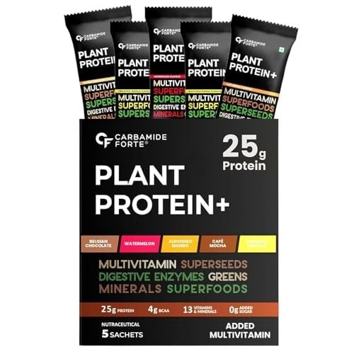 Carbamide Forte Plant Protein Powder - Plant Based Protein Powder | Vegan Protein | Pea Powder | Plant Protein powder for men - Pack Of 5