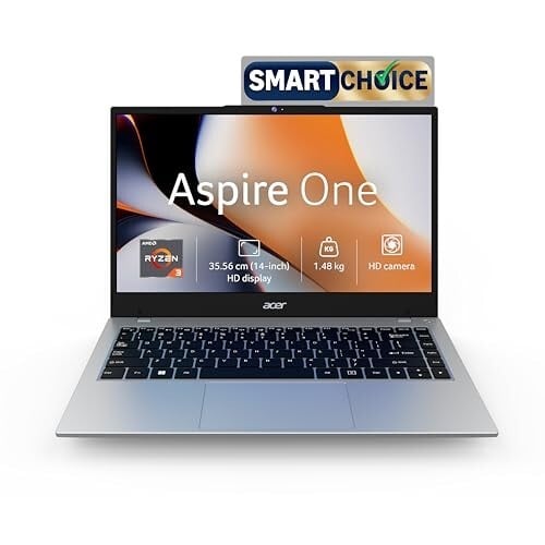 Acer Smartchoice Aspire One, AMD Ryzen 3-7320U, 8GB LPDDR5 RAM/ 256GB SSD, A114-43, Thin and Light Laptop