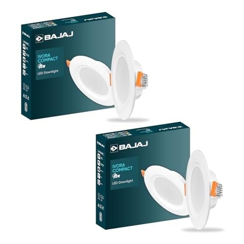 Bajaj Polycarbonate Ivora Compact Downlight | 5W LED Downlight (Pink, Pack of 2)