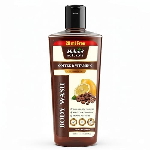 Multani Naturals Coffee & Vitamin C Body Wash I Body Wash for Men & Women – its Unisex I Herbal Body Cleanser for Skin Brightening, Reduce Skin Puffiness & Improves Skin Elasticity I Paraben...