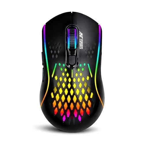Ant Esports GM700 Wireless Gaming Mouse | 4800 DPI Adjustable Sensor | 11 RGB LED Modes | Lightweight Honeycomb Design | 2.4GHz Low Latency | Rechargeable Battery | Ergonomic Mouse for PC & Laptop | Black
