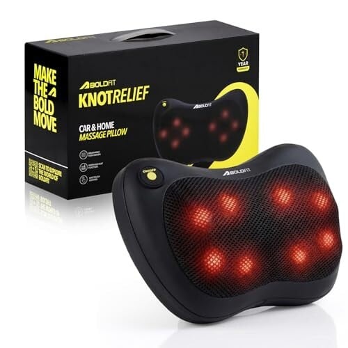 Boldfit KnotRelief Electric Shiatsu Back & Neck Massager, 4 Deep-Kneading Nodes, Infrared Heat, Bi-Directional Rotation, Portable Back Massager for Pain Relief, Car & Home Use, 1-Year Warran...