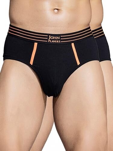 John Players Pack of 2 Cotton Brief Underwear for Men with Striped Waistband