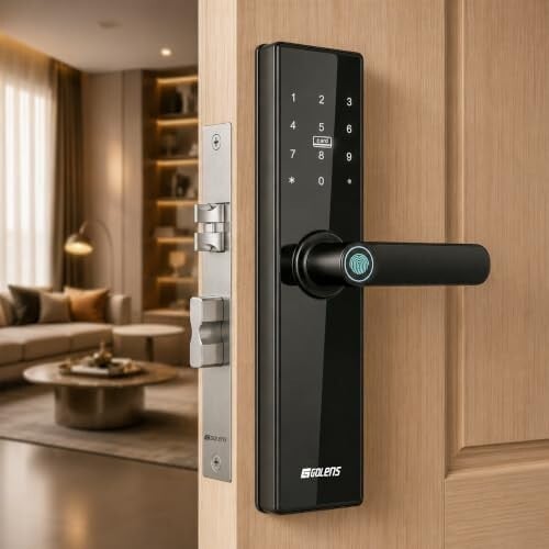 Golens X3N (NEW Launch) Smart Door Lock, Black | 8-in-1 Keyless Lock | WiFi & Bluetooth | Fingerprint, PIN, RFID, OTP, App & Mechanical Key | Biometric Lock for Wooden Doors