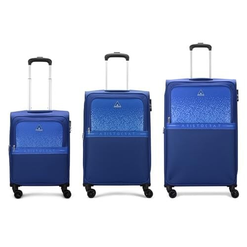 Aristocrat Drift Set of 3 Soft Case (S+M+L) Trolley Bags, Blue