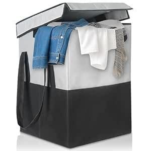 GLUN® Grey Reusable Hamper Bag Pack of 1, Double Side Handle Storage Bag, Perfect for Sorting & Organising Dirty Clothes, & Easy to Carry