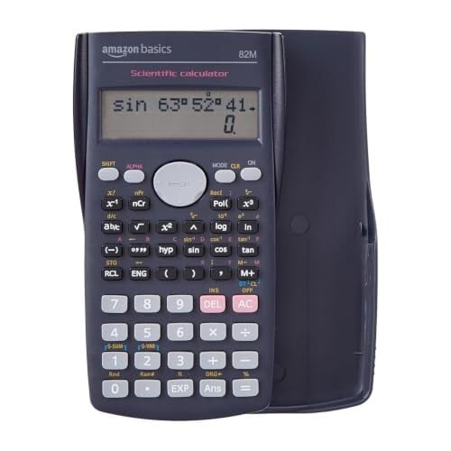 Click to enlarge Amazon Basics AB-82MS 240 Functions and 2-Line Display Scientific Calculator | 240 Function Scientific Calculator | 2-Line Large Display, Blue