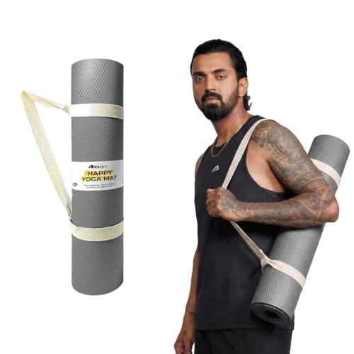 Boldfit EVA Yoga Mats For Women Yoga Mat For Men Exercise Mat For Home Workout Gym Anti Slip 4mm Workout Mats - Grey