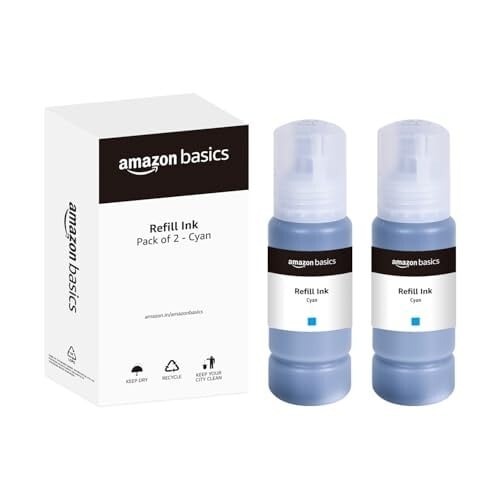 amazon basics 003 Refill Ink Bottle (Dual Pack) (70ml, Cyan)