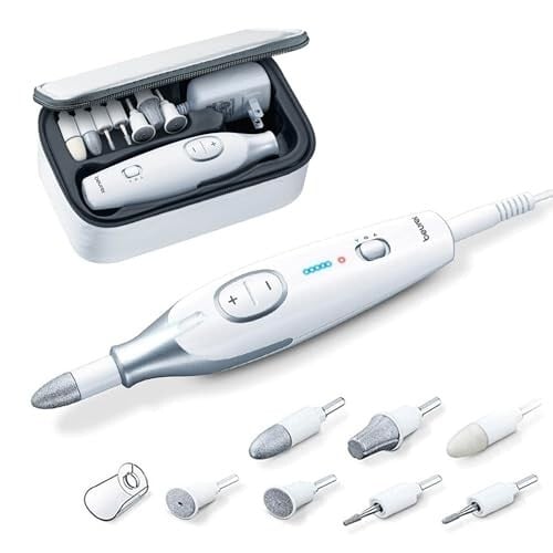 Beurer MP 42 German EngineeringI Manicure Pedicure Kit for women I German Engineering I Electric Nail File with 7 Sapphire & Felt Attachments I For filing, shaping, buffing, callus removal,....