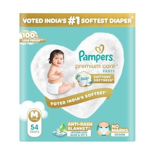 Pampers Premium Care Pant Style Baby Diapers M 54 Count