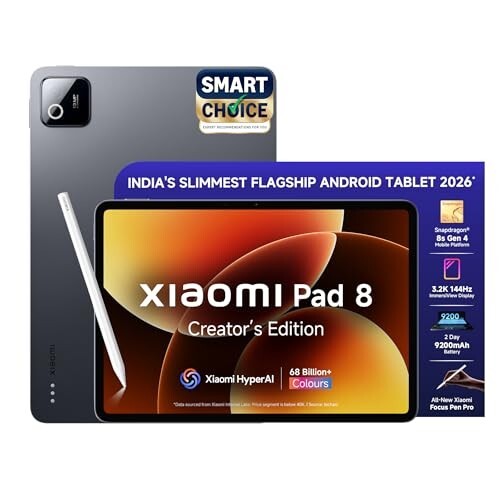 Click to enlarge XIAOMI Pad 8 Creator's Edition with Focus Pen Pro, 11.2 -inch (28.44 CM), LCD 3.2K, 12GB RAM, 256GB ROM, Wi-Fi, Quad Speakers Dolby Atmos, Graphite Grey, AI Enabled