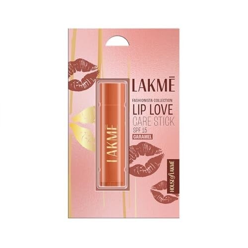 Lakme Lip Love Care Stick Caramel, with 10% Vitamin E Complex, nourished with Shea & Cocoa Butter and enriched with Almond & Jojoba Oil for 24hr moisturization in just 1 swipe, with SPF 15,....