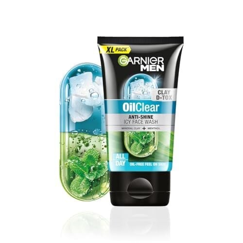Garnier Men Oil Clear Clay D-Tox Deep Cleansing Icy Face Wash, 155 g