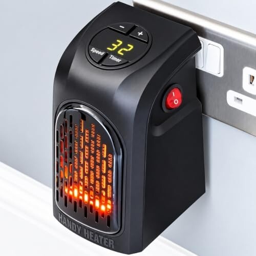 Click to enlarge Handy Wall Mounted Electric Convector Heater 400W | Silent Infrared Fan Room Heater | Energy Saving Portable Plug-in Heater for Bathroom, Bedroom, Office, Kitchen & Small Indoor Spaces