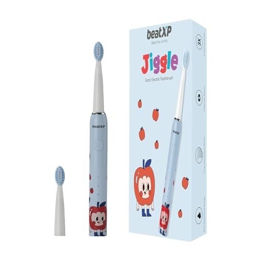 beatXP Jiggle Sonic Electric Toothbrush for Kids with 2 Brush Heads & 3 Cleaning Modes Rechargeable Electric Toothbrush 20500 strokes/min with Long Battery Life (Snoozy Blue)