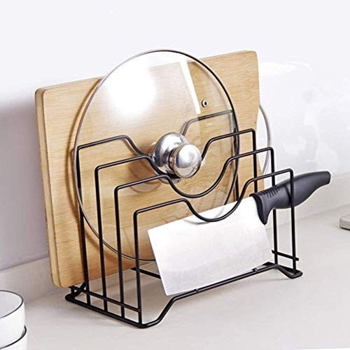 Multifunctional Lid Organizer kitchen Rack Holder Pan Pot Stand Dish Rack Storage plate Stand for Kitchen Cookware items Space Saving Storage Rack,